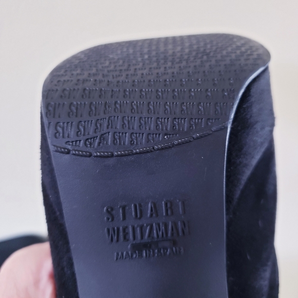 Stuart Weitzman Papoose Black Suede Booties - 8 - Picture 10 of 14